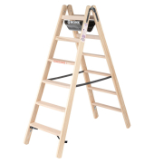 Stehleiter 33812, 2x 6 Stufen, braun, Holz