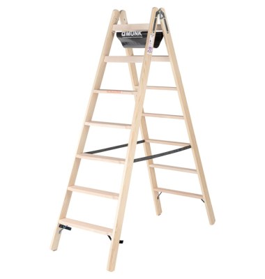 Stehleiter 33814, 2x 7 Stufen, braun, Holz