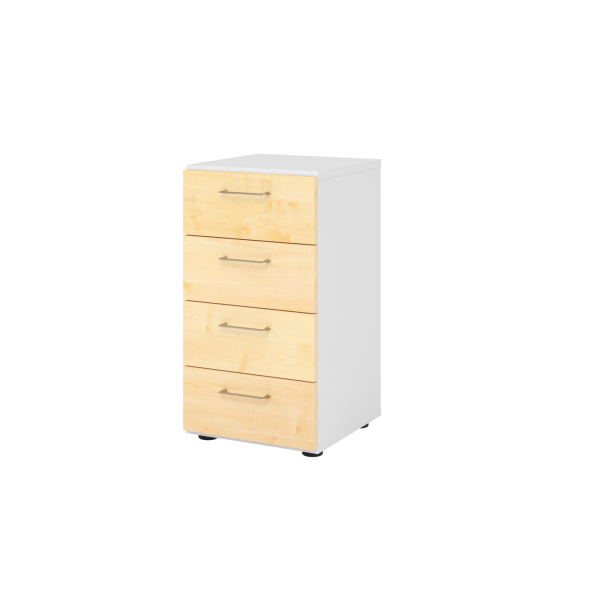 4032062308721 - Schubladenschrank Breno 4 Schübe Metallgriffe B 400 x T 420 x H 748 mm weiß Ahorn