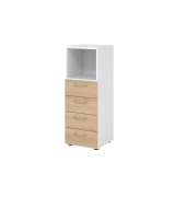 Regalschrank V9 Advanced V934S4/W/E/BS, nein, 3 OH, eiche/wei&szlig;, 40x110x41,7cm (BxHxT)