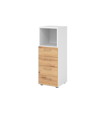Regalschrank V9 Advanced V934S4/W/R/BS, nein, 3 OH, asteiche/wei&szlig;, 40x110x41,7cm (BxHxT)