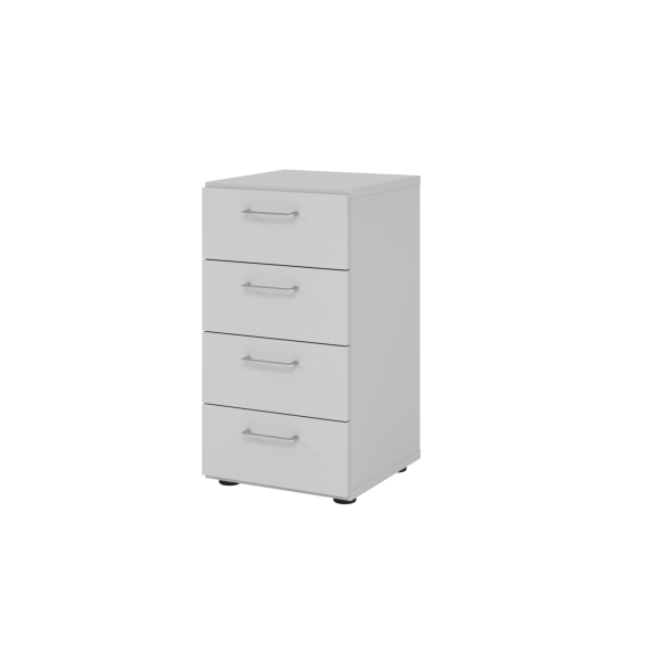 4032062308844 - Schubladenschrank Breno 4 Schübe Metallgriffe B 400 x T 420 x H 748 mm lichtgrau lichtgrau