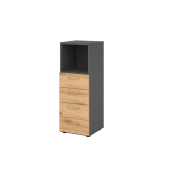 Regalschrank V9 Advanced V934S4/G/R/BS, nein, 3 OH, asteiche/graphit, 40x110x41,7cm (BxHxT)