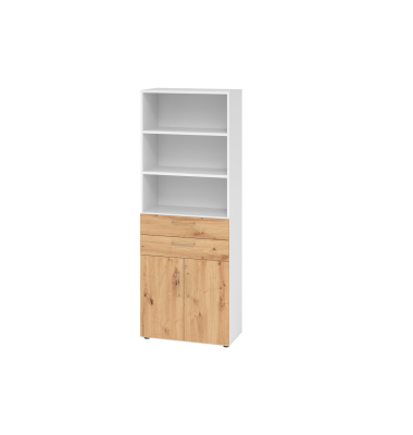 Regalschrank V9 Advanced V968K2/W/R/BS, abschlie&szlig;bar, 6 OH, asteiche/wei&szlig;, 80x215,6x41,7cm (BxHxT)