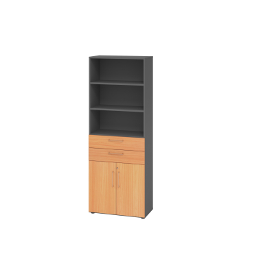Regalschrank V9 Advanced V968K2/G/6/BS, abschlie&szlig;bar, 6 OH, buche/graphit, 80x215,6x41,7cm (BxHxT)