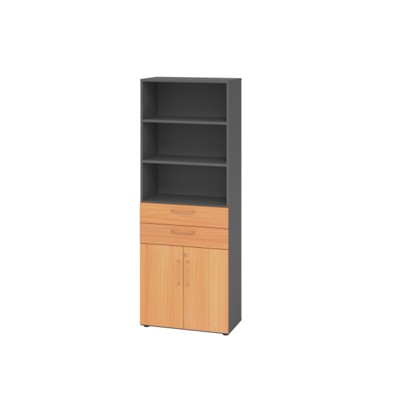 4032062324608 - Regalschrank V9 Advanced V968K2 G 6 BS abschließbar 6 OH buche graphit 80x2156x417cm (BxHxT) 4032062324608 Hammerbacher