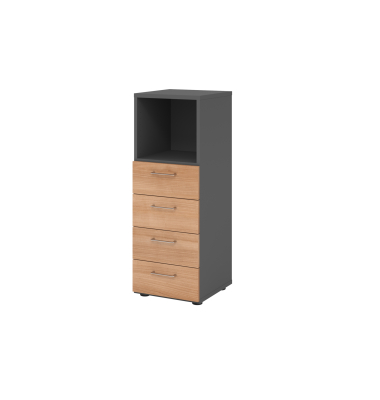 Regalschrank V9 Advanced V934S4/G/N/BS, nein, 3 OH, nussbaum/graphit, 40x110x41,7cm (BxHxT)