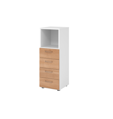 Regalschrank V9 Advanced V934S4/W/N/BS, nein, 3 OH, nussbaum/wei&szlig;, 40x110x41,7cm (BxHxT)