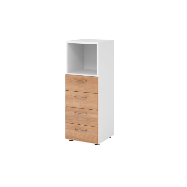 4032062324905 - Regalschrank V9 Advanced V934S4 W N BS nein 3 OH nussbaum weiß 40x110x417cm (BxHxT) 4032062324905 Hammerbacher
