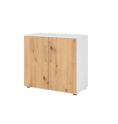 Aktenschrank V9 Advanced V928T2/W/R/BS, abschlie&szlig;bar, 2 OH, asteiche/wei&szlig;, 80x74,8x41,7cm (BxHxT)