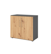 Aktenschrank V9 Advanced V928T2/G/R/BS, abschlie&szlig;bar, 2 OH, asteiche/graphit, 80x74,8x41,7cm (BxHxT)