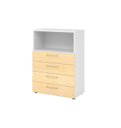 Regalschrank V9 Advanced V938S4/W/3/BS, nein, 3 OH, ahorn/wei&szlig;, 80x110x41,7cm (BxHxT)