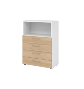 Regalschrank V9 Advanced V938S4/W/E/BS, nein, 3 OH, eiche/wei&szlig;, 80x110x41,7cm (BxHxT)