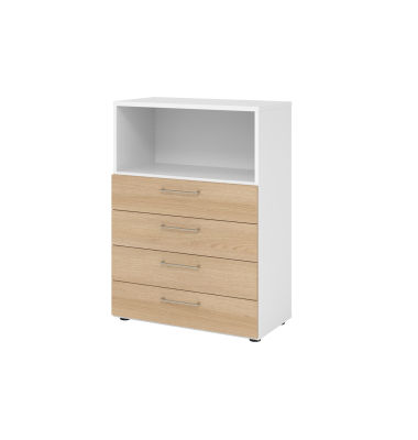 Regalschrank V9 Advanced V938S4/W/E/BS, nein, 3 OH, eiche/wei&szlig;, 80x110x41,7cm (BxHxT)