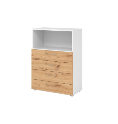 Regalschrank V9 Advanced V938S4/W/R/BS, nein, 3 OH, asteiche/wei&szlig;, 80x110x41,7cm (BxHxT)