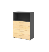 Regalschrank V9 Advanced V938S4/G/3/BS, nein, 3 OH, ahorn/graphit, 80x110x41,7cm (BxHxT)