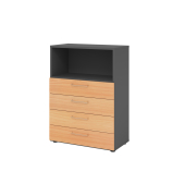 Regalschrank V9 Advanced V938S4/G/6/BS, nein, 3 OH, buche/graphit, 80x110x41,7cm (BxHxT)