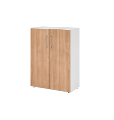 Aktenschrank V9 Advanced V938T3/W/N/BS, abschlie&szlig;bar, 3 OH, nussbaum/wei&szlig;, 80x110x41,7cm (BxHxT)