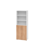 Regalschrank V9 Advanced V968T3/W/N/BS, abschlie&szlig;bar, 6 OH, nussbaum/wei&szlig;, 80x215,6x41,7cm (BxHxT)