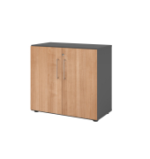 Aktenschrank V9 Advanced V928T2/G/N/BS, abschlie&szlig;bar, 2 OH, nussbaum/graphit, 80x74,8x41,7cm (BxHxT)