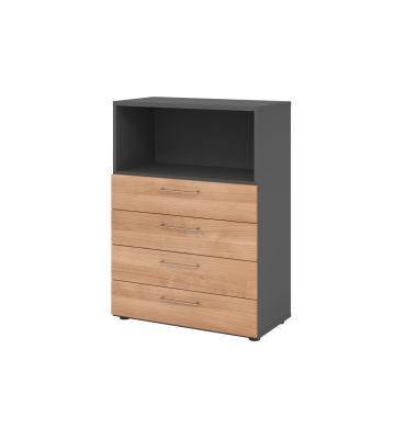 Regalschrank V9 Advanced V938S4/G/N/BS, nein, 3 OH, nussbaum/graphit, 80x110x41,7cm (BxHxT)