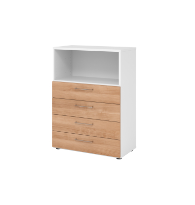 Regalschrank V9 Advanced V938S4/W/N/BS, nein, 3 OH, nussbaum/wei&szlig;, 80x110x41,7cm (BxHxT)