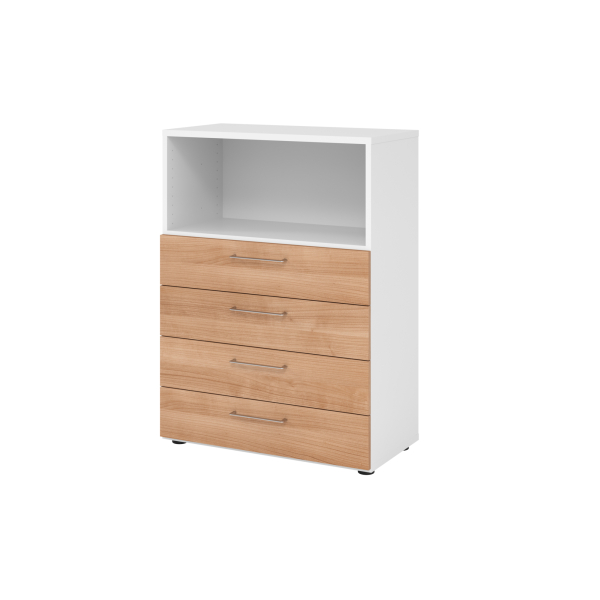 4032062324943 - Regalschrank V9 Advanced V938S4 W N BS nein 3 OH nussbaum weiß 80x110x417cm (BxHxT) 4032062324943 Hammerbacher