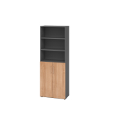 Regalschrank V9 Advanced V968T3/G/N/BS, abschlie&szlig;bar, 6 OH, nussbaum/graphit, 80x215,6x41,7cm (BxHxT)