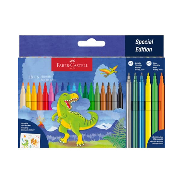 4005405542229 - AKTION FABER-CASTELL Dino Filzstifte farbsortiert 18 St + GRATIS Dinosticker 4005405542229 - AKTION FABER-CASTELL Dino Filzstifte farbsortiert 18 St + GRATIS Dinosticker