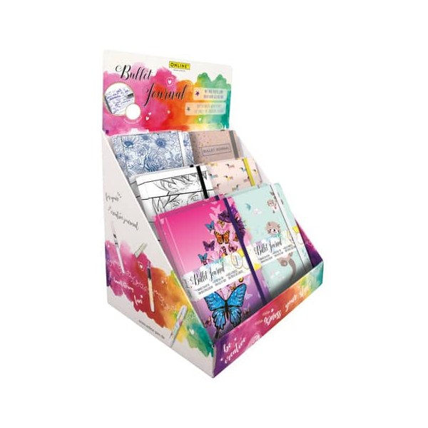 12 Stück Online Notizbuch 02289/12, Bullet Journal, farbig sortiert, A5, punktkariert, 120g, 72 Blatt / 144 Seiten  Online