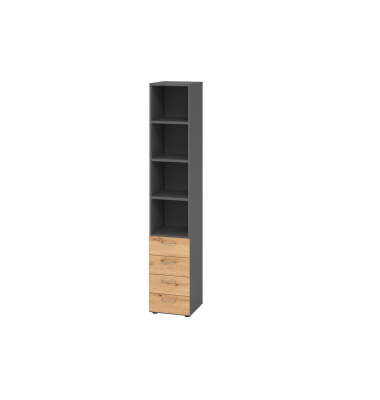 Regalschrank V9 Advanced V964S4/G/R/BS, nein, 6 OH, asteiche/graphit, 40x215,6x41,7cm (BxHxT)