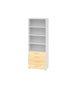 Regalschrank V9 Advanced V968S4/W/3/BS, nein, 6 OH, ahorn/wei&szlig;, 80x215,6x41,7cm (BxHxT)