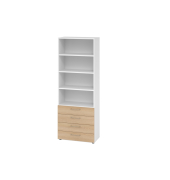 Regalschrank V9 Advanced V968S4/W/E/BS, nein, 6 OH, eiche/wei&szlig;, 80x215,6x41,7cm (BxHxT)
