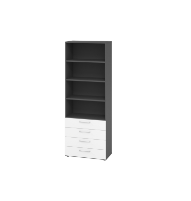 Regalschrank V9 Advanced V968S4/G/W/BS, nein, 6 OH, wei&szlig;/graphit, 80x215,6x41,7cm (BxHxT)