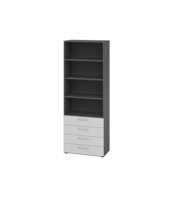 Regalschrank V9 Advanced V968S4/G/5/BS, nein, 6 OH, grau/graphit, 80x215,6x41,7cm (BxHxT)