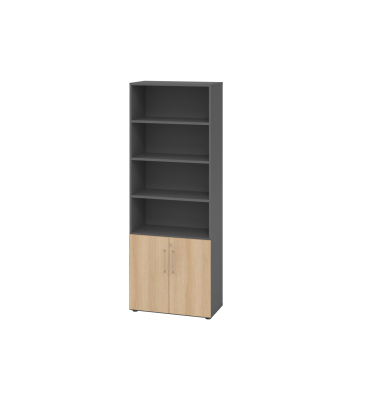 Regalschrank V9 Advanced V968T2/G/E/BS, abschlie&szlig;bar, 6 OH, eiche/graphit, 80x215,6x41,7cm (BxHxT)
