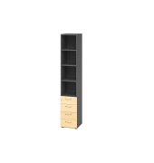 Regalschrank V9 Advanced V964S4/G/3/BS, nein, 6 OH, ahorn/graphit, 40x215,6x41,7cm (BxHxT)