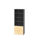 Regalschrank V9 Advanced V968S4/G/3/BS, nein, 6 OH, ahorn/graphit, 80x215,6x41,7cm (BxHxT)