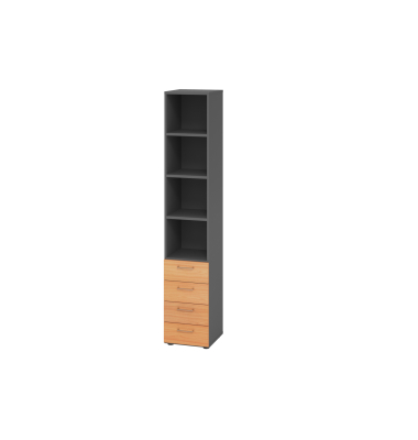 Regalschrank V9 Advanced V964S4/G/6/BS, nein, 6 OH, buche/graphit, 40x215,6x41,7cm (BxHxT)