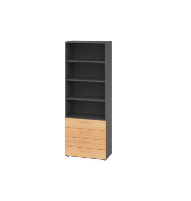 Regalschrank V9 Advanced V968S4/G/6/BS, nein, 6 OH, buche/graphit, 80x215,6x41,7cm (BxHxT)