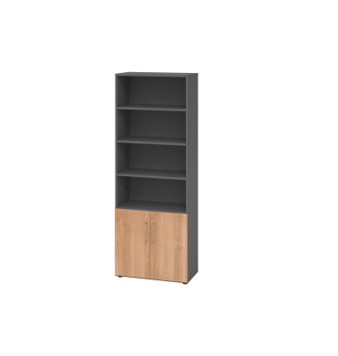 Regalschrank V9 Advanced V968T2/G/N/BS, abschlie&szlig;bar, 6 OH, nussbaum/graphit, 80x215,6x41,7cm (BxHxT)