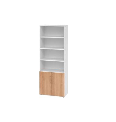 Regalschrank V9 Advanced V968T2/W/N/BS, abschlie&szlig;bar, 6 OH, nussbaum/wei&szlig;, 80x215,6x41,7cm (BxHxT)