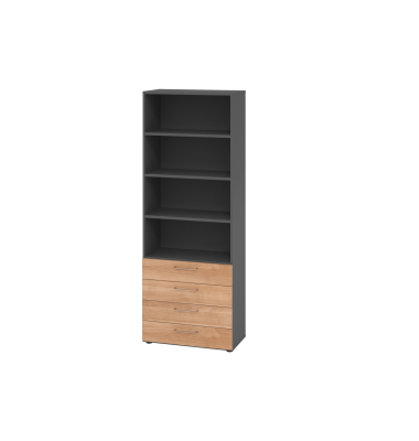 Regalschrank V9 Advanced V968S4/G/N/BS, nein, 6 OH, nussbaum/graphit, 80x215,6x41,7cm (BxHxT)