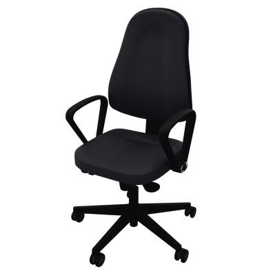 B&uuml;rodrehstuhl Bizzi, schwarz / schwarz, mit Armlehnen, bis 110kg, ohne Kopfst&uuml;tze
