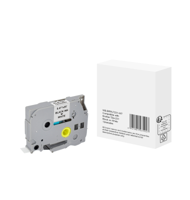 Schriftband TZE-231, 12mm x 8m, schwarz/wei&szlig;, laminiert, kompatibel zu P-touch TZe-231