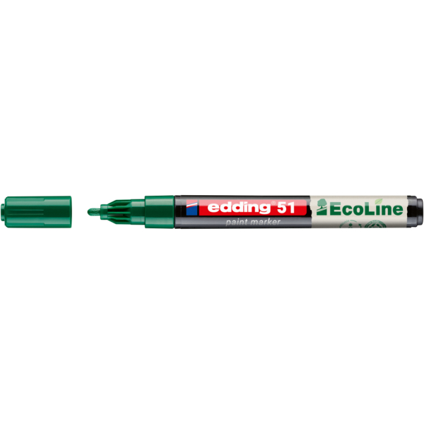 4057305071835 - Lackmarker 51 EcoLine Schreibfarbe Grün Rundspitze Strichstärke 1-2 mm mit Kappe wasserbasiert nachfüllbar 10 Stück