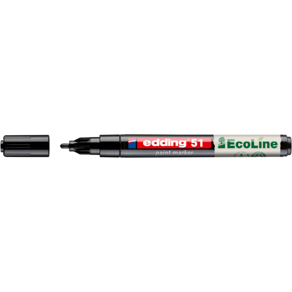 4057305071842 - Lackmarker 51 EcoLine Schreibfarbe Schwarz Rundspitze Strichstärke 1-2 mm mit Kappe wasserbasiert nachfüllbar 10 Stück