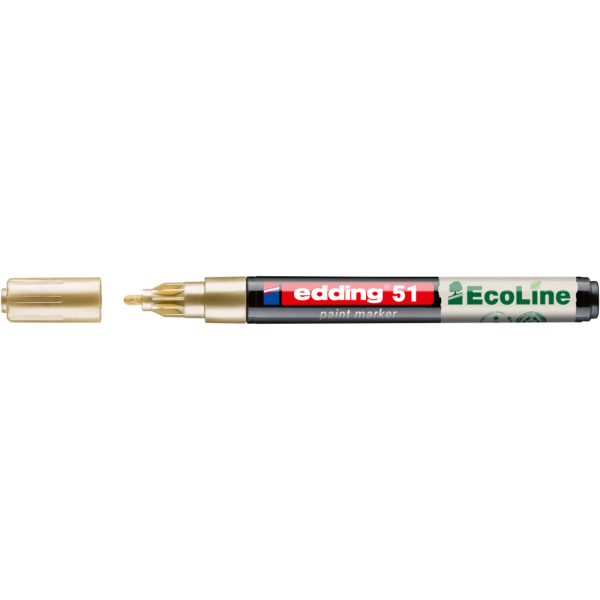4057305071897 - Lackmarker 51 EcoLine Schreibfarbe Gold Rundspitze Strichstärke 1-2 mm mit Kappe wasserbasiert nachfüllbar 10 Stück