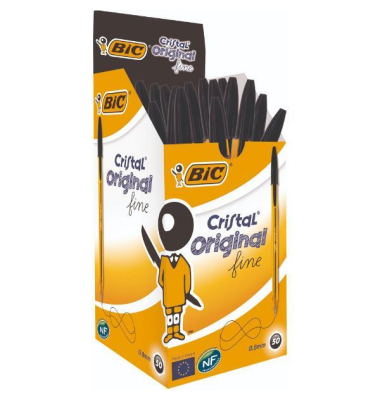 Kugelschreiber Cristal fine 872731, schwarz, 0,35mm, Einweg