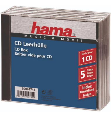CD/DVD-Leerhülle JewelCase klar/sw f.1 CD/DVD